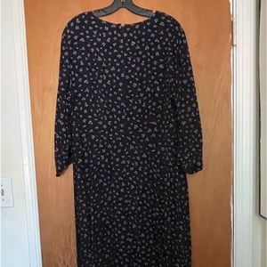 Navy blue 3/4 sleeve Henley tricot dress with red cherry design